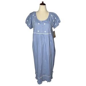 Vtg Gilligan O'Malley Cottagecore Night Gown Blue Prairie Trad Sz XL Ruffle NOS